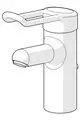Einhebelmischer von HANSA mit gebogenem Auslauf und Griff. Darstellung eines weißen Armaturendesigns ohne näher eingegebene technische Details oder Maße.